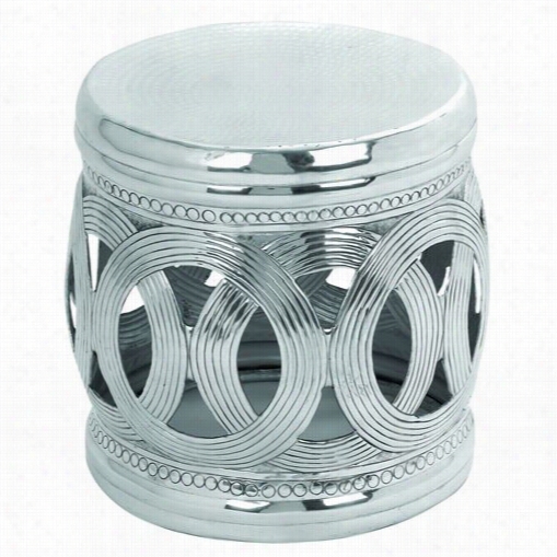 Woodlad Imports 16184 Aluminium Stool With Interconneted   Ring Patterns