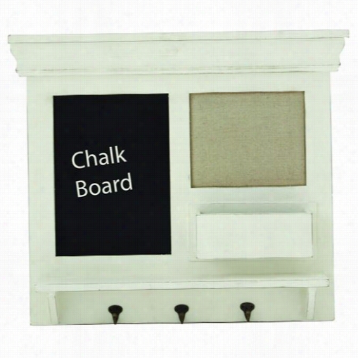 Woodlaand Imports 50241 Wooden Chalkboard Wall Shelf With 3 Metal Hooks