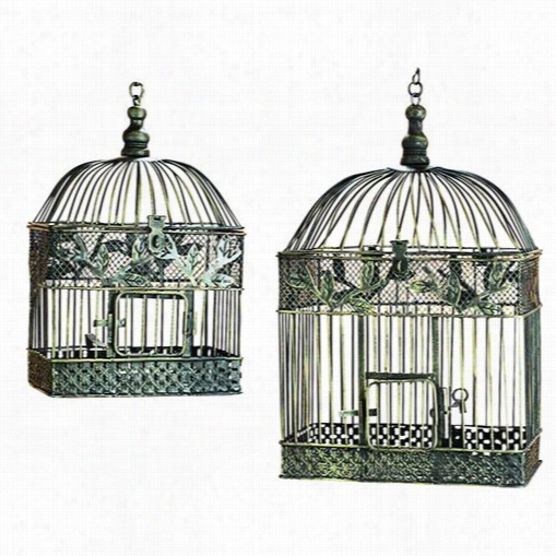 Woodland Imports 88016 Metal Bird Cage For Garen Or Porch - Set Of 2
