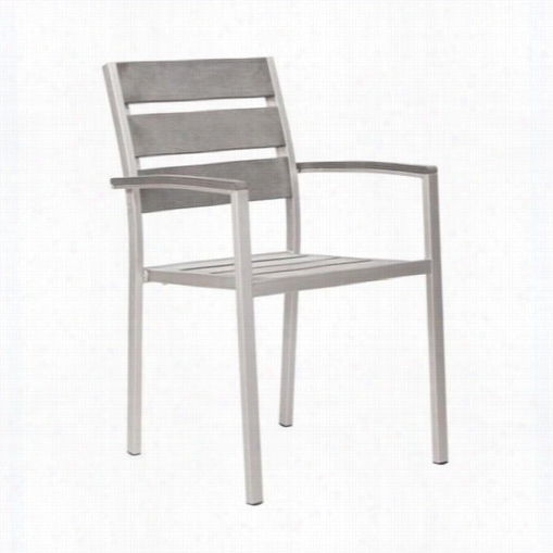 Zuo 701864 Metrooolitan Dining Slated Arm Chair In Brushed Aluminum Set Of 2