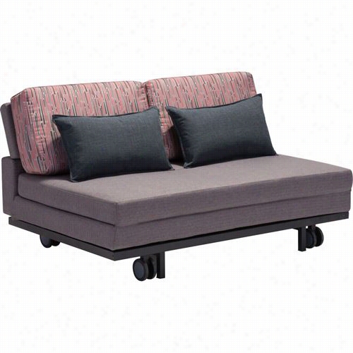 Zuo 900652 Felicity Sleeper Sofa In Gray With Red