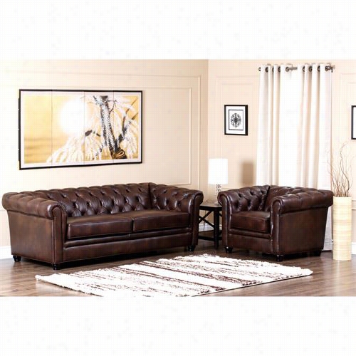 Abbysoon Living Ci-9193-brn-3-1 Foyer Premium Italian Leather Sofa And Armchair Set