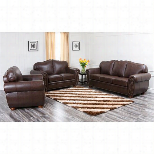 Abbyson Living Ci-d320-brn-3/2/1 Camelo Tpremiu M Italian Lleather Sofa, Loveseat And Armchair In Dark Brown