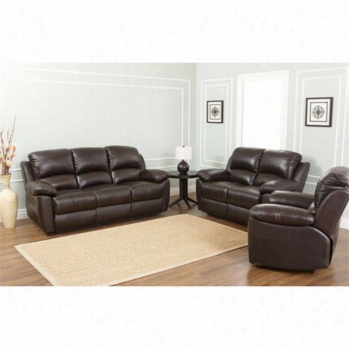 Abbyson Living Sk-1706-brn-3/2/1 Western 3 Piece Top Grain Leather Reclining Set