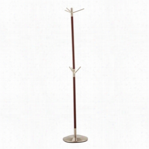 Adesso Wk2025-15 Neptune Coat Rack In Walnut/satin Steel