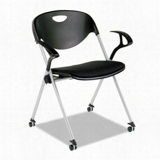 Alera Aapsl652 Plus Sl Series Nesting Stack Chair With Loop Arms And Casters In Black - 2carton