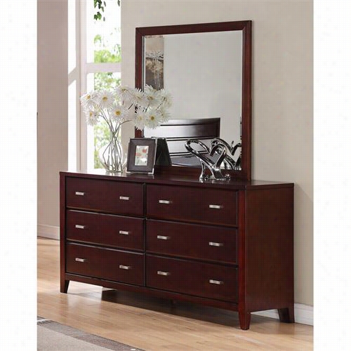 Alpine Furniture Ca-03-ca-06 Carrington Dresserr And Mirror Flow In Merlot