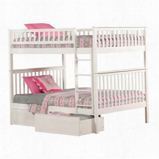 Atlahtic Furniture Ab56512 Woods Quite Over Full Bunk  Bed With 2 Flat Panel Bed Drawers