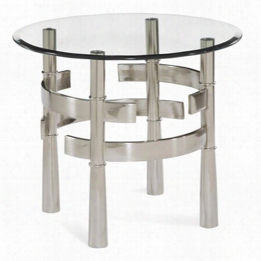 Bassett Mirror 2924-220b-tec Contour Round End Table In Brushed Nickel