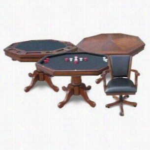 Carmelli Ng2366 Poker Table Attending 4 Chairs In Walnut