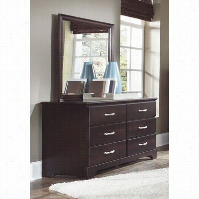 Carolina Furniture 475600-476400 Signature 6 Drawer Double Dresser W Ith 30"" X 34"" Lndscape Mirror In Espresso