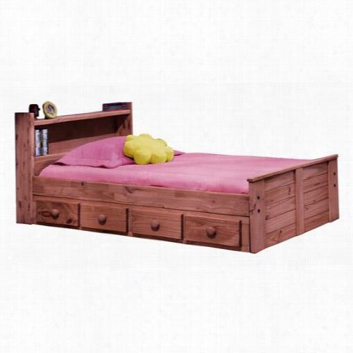 Chelsea Home Furniture 31345-415 Twin Bed With Bookcase Headboard And Storage In Mahogany Stain