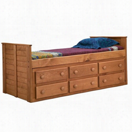 Chelsea Home Furnitu Re 31942 Twin Bed With 6 Drawers In Mahogany Stain