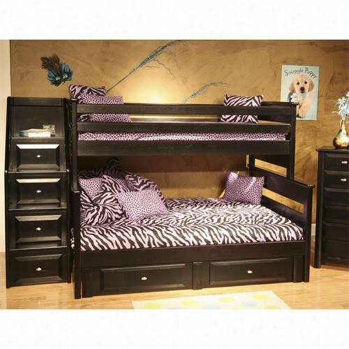 Chelsea Home Furnitture 3534522-44526-s Twin / Full Bunk Bed With Storage And Stairway Chest In Black Cherry