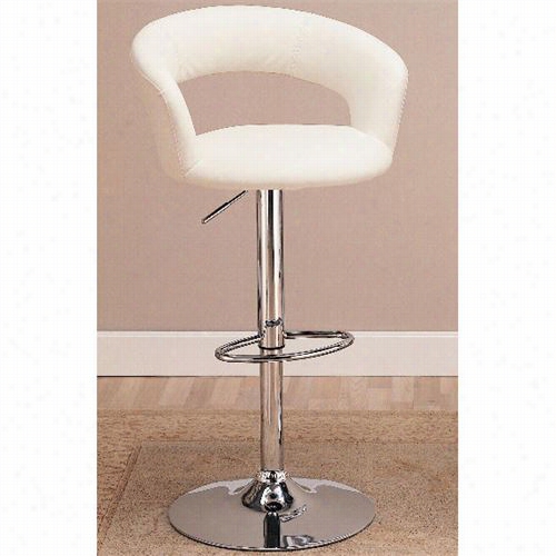 Coaster Fruniture 120347 22-1/2"" Contemporary Upholstered Bar Stooll In Chro Me With White Fabric