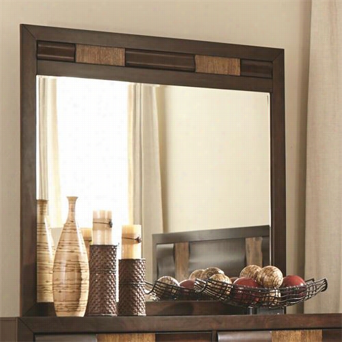 Caoster Furniure 203864 Dublin Drseser Mirror With Two Tone Wood Finished Frame