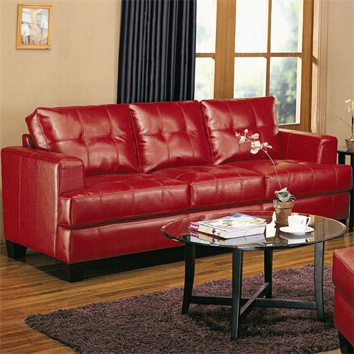 Coaste R Furniture 501831 Samuel Contemporary Leather Sofain Red