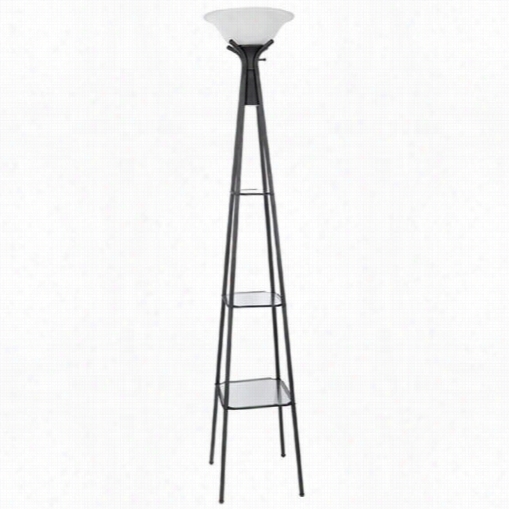 Coaster Furniture 901420 Floor Lamp In Black With 3 Glass Shelves