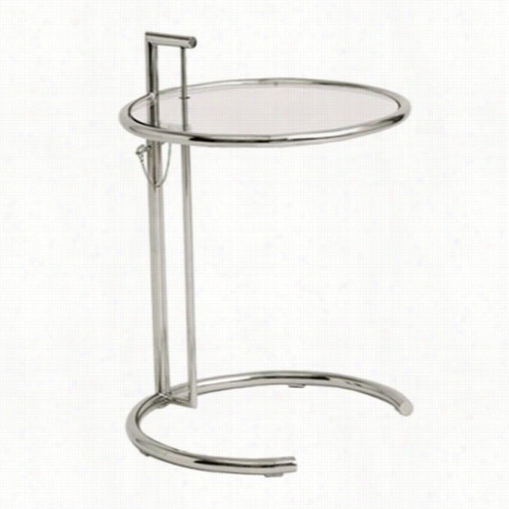 Fine Modi Mports Fmi1201 Round End Side Table In Clear/steel