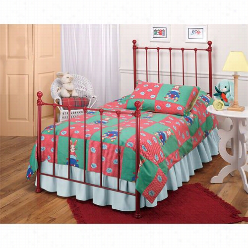 Hillsdale Furniture 1087btwhtr Molly Twin Metal Poster Bed In Red With Trundle