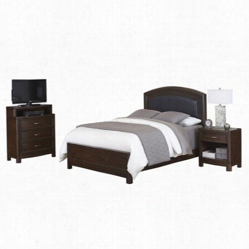 Home Stylse 5549--5028a Crescent Hill Queen Leather Upholstered Bed, Night Stand  And Media Chest In Two-tone Ttortoise Exfoliate