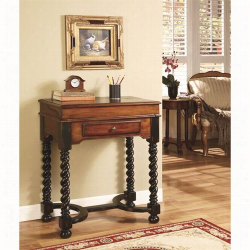 Hooker Furniture 500-50-699 Jacobean Twist Leg Flip Top Writing Desk In Black