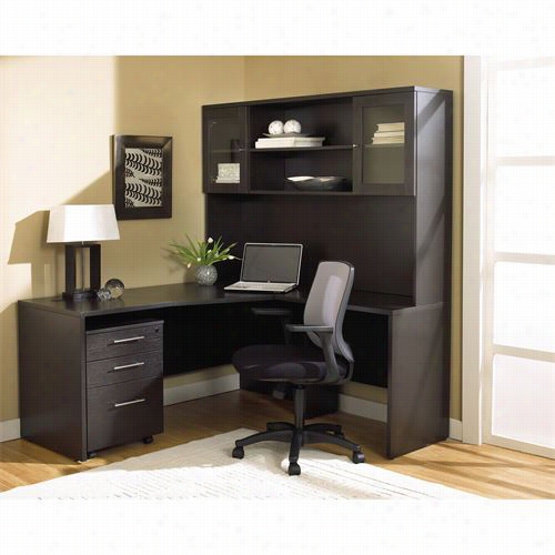 Jesoer Office 1632432r-13220-h6 343-a183--119203 100 Series Pro X Combo 6 L-shaped Desk With Hutch And Filecabinet