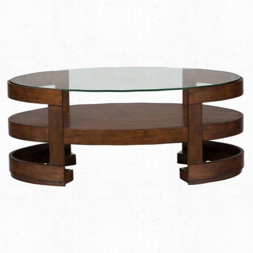 Jofran 348-1 Oval Cocktailt Able With Casters And Tempered Glass Top Ij Avon Birch-tree