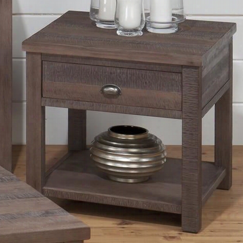 Jofra 535-3 Falmouth Weathered Grey End Table In Wire Brushed Rough Hewn