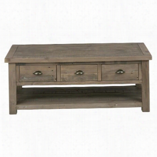 Jofran 940-1 Slater Mill Pine Casrered Cocktail Table With 3 Pull-thru Drawers