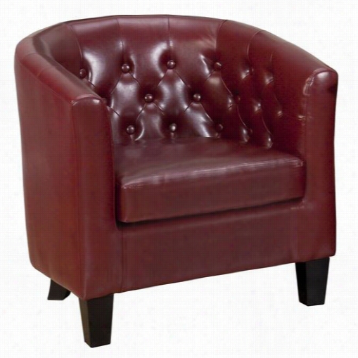 Jofran Ianni-ch Gianni Club Chair With Tufted Back Webbed Seat And Dark Brown Legs - Assembled