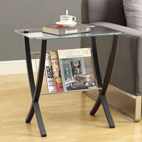 Monarch Specialties  I3021 Bentwood Magazine Table With Tempered Glass In Cappuccino