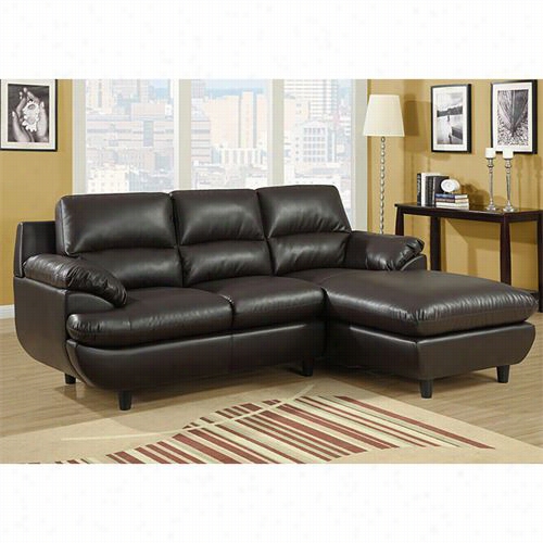 Monarch Spcialties I8435br Bonded Leather/match Sectional In Dark Brown