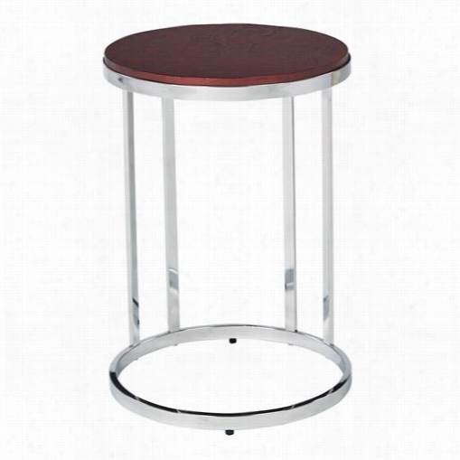 Office Star Alx08-chy Alexandria Round Side Table In Cherrytop, Chrome Met Al Plating Legs