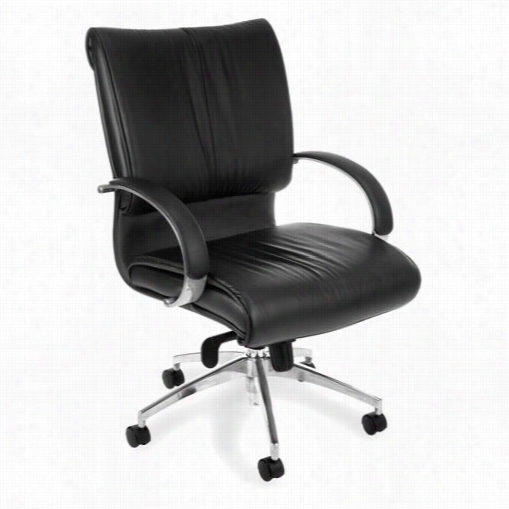 Ofm 511-l Sharp Series Leather Exectuive Mid-back Chairin Bllack