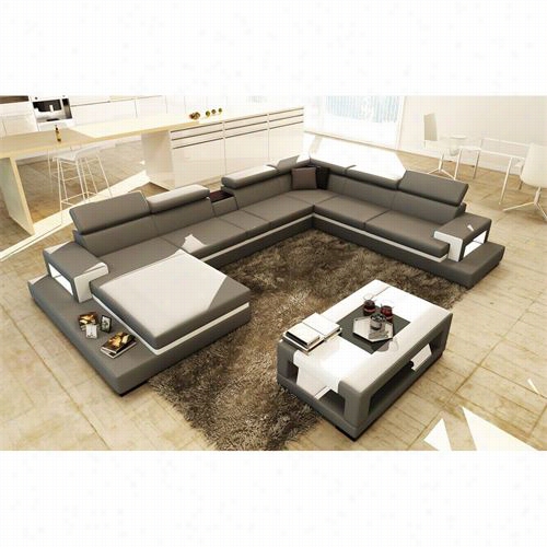 Vig Furniture Vgev5081 Divani Casa Bond Ed Leathers Ectional Sofa  Seet In  Grey/hite With Coffee Table