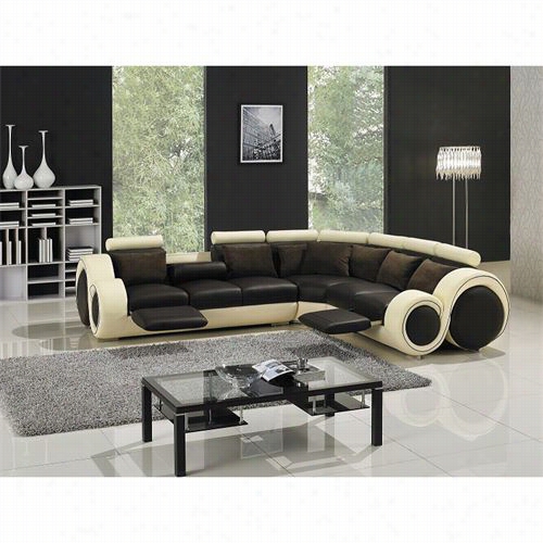 Vig Furniture Vgyit27c Divani Casa Sectional Sofa In Black/cream With Rcliners