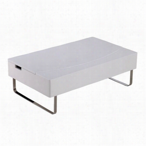 Whiteline Modern Living Ct1126-wht Bay Storage Coffee Table In  Hig Gloss White