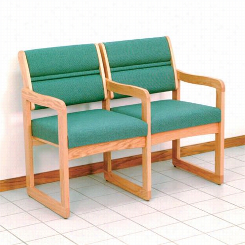 Woodenn Mallet Dw1-2d Valley Two Seat Designer Fabrics Chair With Cetner Arms And Sled Base