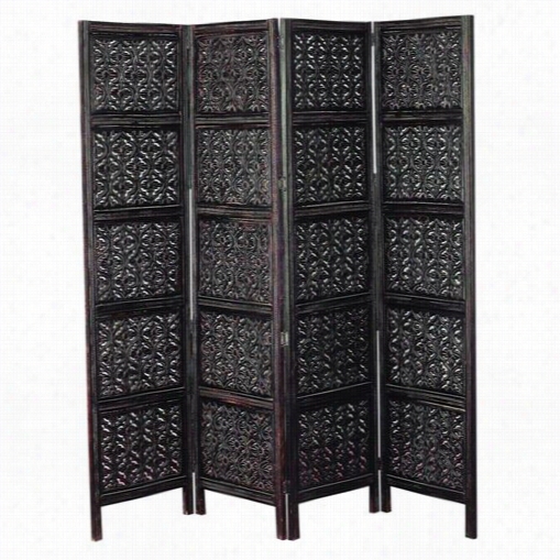 Woodland Imports 32618 Wood 4 Panel  Screen For Privacy And Decor The Two