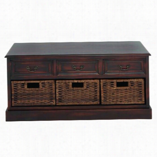 Woodland Imports 96254 Emoting Wood Basket Low Dresser