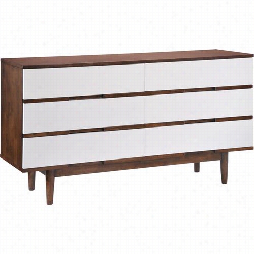 Zuo 800332 La Doublr Dresser In Walnut Wit Uwhite