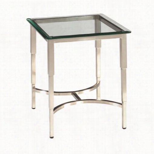 Allan Copley Designs 20502-02-g Sheila Square Glaass Top End Table  With Brushed Stainless Steel Base