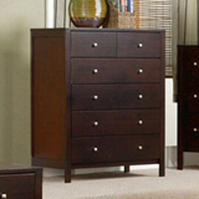 Alpine Furniture Sk-05 Solana 6 Drawers Tall Boy Chest In Cappuccino