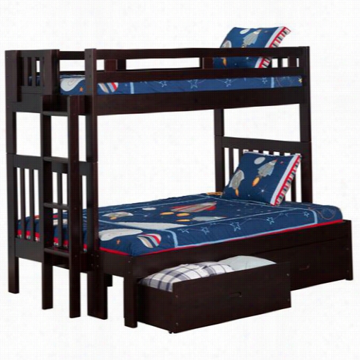 Atlantic Furniturre Ab63211 Cascade Twin Over Full Bunk Bed In Espresso Through  2 Storage Drawers