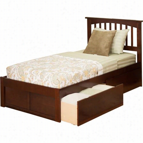 Attlantic Futni Tur E Ar872211 Mission Twin Channel With Fla Tpanel Footboard And 2 Urban Bed Drawers