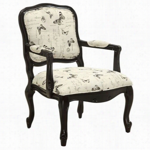 Coast To Coast 61644 38-1/2"" Accent Chair In Inman Bbllack/beige Butterfly