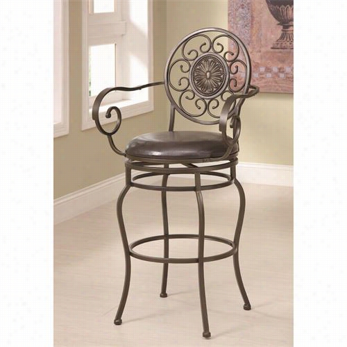 Coaster Furniture 102584 29""h Decorative Metal Bar Stool In Brown With Burgundy Fabric