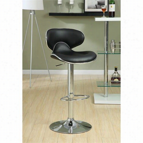 Coaster Furniture 120359 Adjustable Height Con Temporary Bar Stool In Black With Swivel Seat - Set Of 2