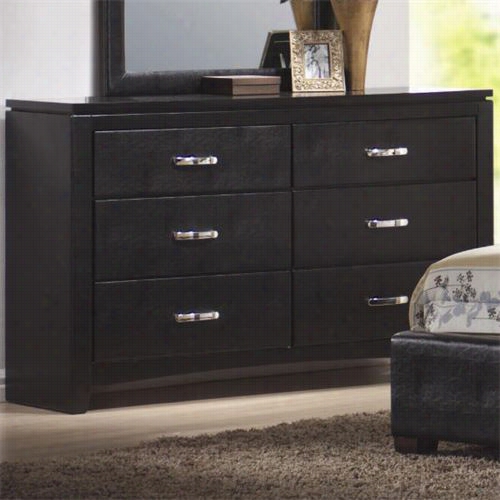 Coaster  Furniture 201403 Dylan Faux Leather 6 Drawers Dresse R In Black